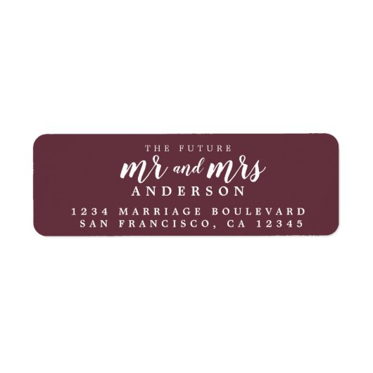 未来のミセス・バーグンディ結婚の差出人住所 ラベル (正面)