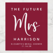 未来のミセス・バーパーソナライズされたグンディブライダルシャワー ワインラベル (シングルラベル)