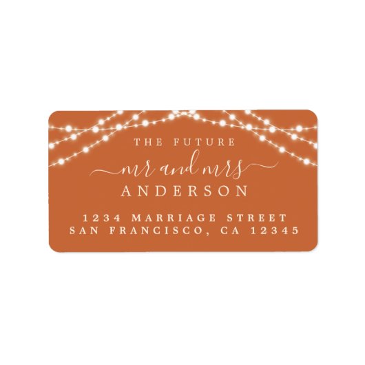 未来のミセス・バーンドオレンジ・ライツ結婚ズの住所 ラベル (正面)