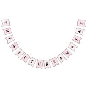 未来のミセス・ピンクストライプブライダルシャワー バンティングフラッグ (全)