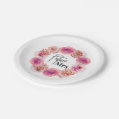 未来のミセス・ピンクフローラバチェロレッテブライダルシャワー ペーパープレート (アングル)