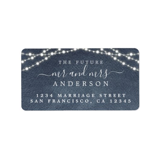 未来のミセス・フェアリー・ライツ・ブルー結婚ズ・アドレス ラベル (正面)