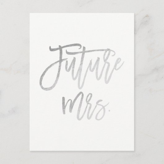 未来のミセス・フォー シルバー・フォイル 現代の セーブ・ザ・デート 案内ポストカード (正面)