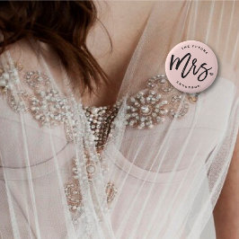 未来のミセス・ブラシ・スクリプト・ダイヤモンド・ブライダルパーティ 缶バッジ