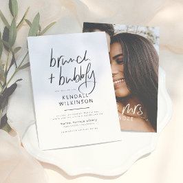 未来のミセス |ブラック&ホワイトのブランチ&バブリー写真 招待状