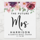 未来のミセス・ブルゴーニュフローラカスタムブライダルシャワー ワインラベル (シングルラベル)