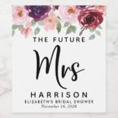 未来のミセス・ブルゴーニュフローラブライダルシャワー ワインラベル (シングルラベル)