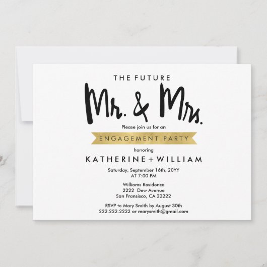 未来のミセス・ミセス・カスタム婚約パーティ 招待状 (正面)