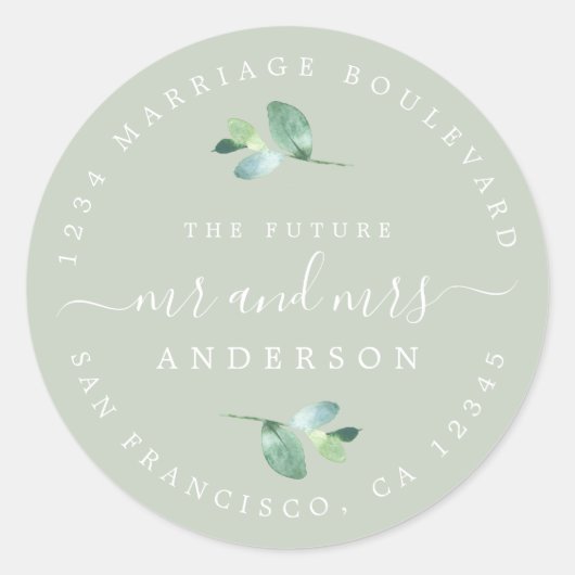 未来のミセス・リーフ結婚の差出人住所 ラウンドシール (正面)