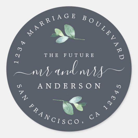 未来のミセス・リーフ結婚の差出人住所 ラウンドシール (正面)