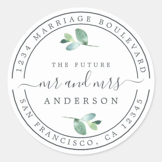 未来のミセス・リーフ結婚の差出人住所 ラウンドシール (正面)