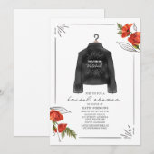 未来のミセス レザージャケット ポピーズ ブライダルシャワー 招待状 (正面/裏面)