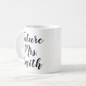 未来のミセス(名前) |トレンディー婚約マグカップ コーヒーマグカップ (正面左)