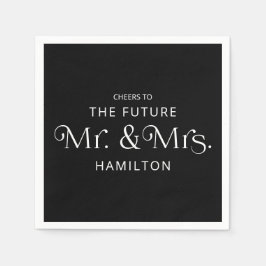 未来のミセス・婚約パーティ・ブラック スタンダードカクテルナプキン