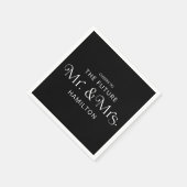 未来のミセス・婚約パーティ・ブラック スタンダードカクテルナプキン (角)