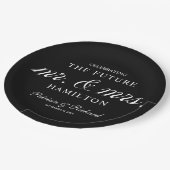 未来のミセス・婚約パーティ・ブラック ペーパープレート (アングル)