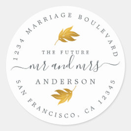 未来のミセス・金ゴールド・リーフ結婚差出人住所 ラウンドシール