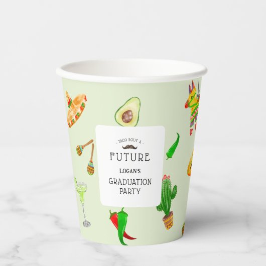 未来のメキシコの卒業式パーティーのタコ 紙コップ (正面)