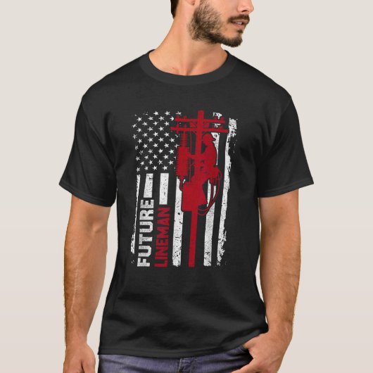 未来のリーマンアメリカ国旗の電気ケーブル4th tシャツ (正面)