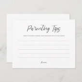 未来の両親のヒント母とパパ赤ちゃんシャワーアドバイス ノートカード (正面/裏面)