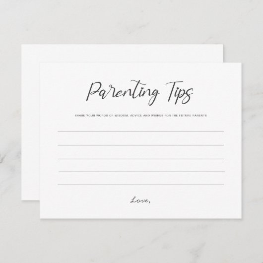未来の両親のヒント母とパパ赤ちゃんシャワーアドバイス ノートカード (正面/裏面)