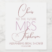 未来の乾杯！MRS ブライダルシャワーのお土産ギフト ワインラベル (シングルラベル)