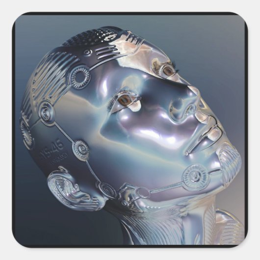 未来の人間のステッカー スクエアシール (正面)