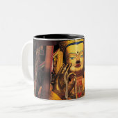 未来の仏のマグの黒か白 ツートーンマグカップ (正面左)