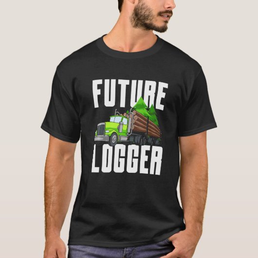 未来の伐採者 製材所 伐採 丸太 Tシャツ (正面)