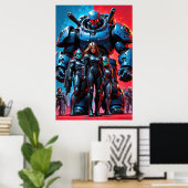未来の兵士と科学の世界にいる装甲ロボット ポスター (ホームオフィス)