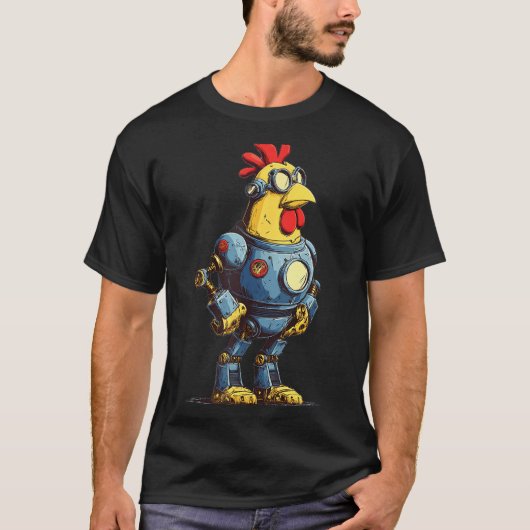 未来の動物愛好家のための素晴らしいニワトリロボット Tシャツ (正面)
