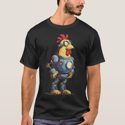 未来の動物愛好家のための素晴らしいニワトリロボット Tシャツ (正面)