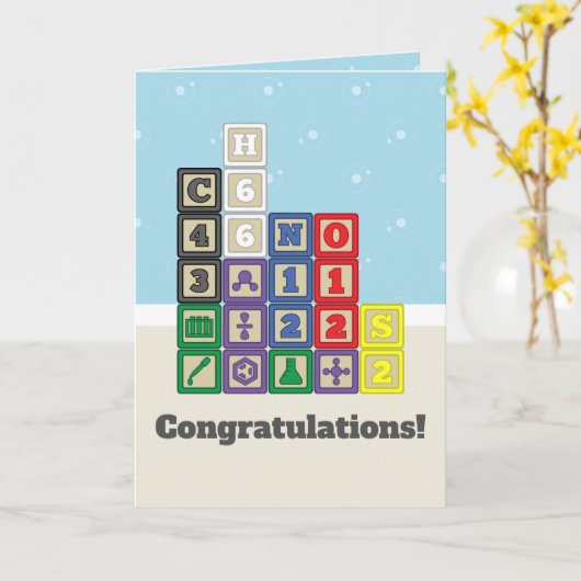 未来の化学者のブロックの挨拶状 カード (黄色い花)