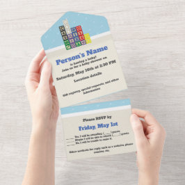 未来の化学者のブロックオールインワン招待状 オールインワン招待状