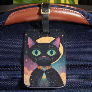 未来の原子力宇宙 黒猫 月光 ラゲッジタグ