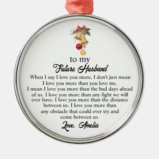 未来の夫、未来の夫、妻へ メタルオーナメント (正面)