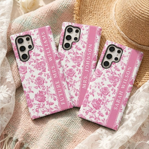 未来の奥様 ピンク シノワズリーデザインの花嫁 婚約 名前入りギフト SAMSUNG GALAXY S22 ULTRAケース
