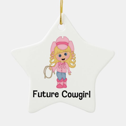 未来の女性のカーボーイ セラミックオーナメント (正面)
