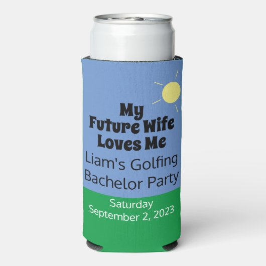 「未来の妻は私を愛している」ゴルフバチュラーパーティ スリム缶クーラー (Seltzer裏面)