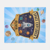 未来の宇宙探検バッジ フリースブランケット (正面(横))