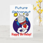 未来の宇宙飛行士の誕生日宇宙冒険 カード (黄色い花)