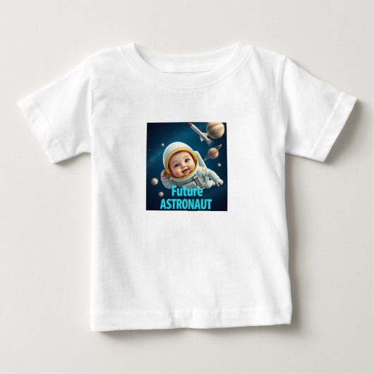 未来の宇宙飛行士スペースベビーTシャツデザイン ベビーTシャツ (正面)