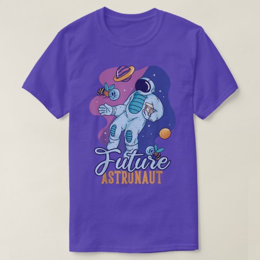 未来の宇宙飛行士宇宙ムーンウォム男性へマン Tシャツ (デザイン正面)