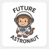 未来の宇宙飛行士 – かわいい宇宙サル スクエアシール (正面)