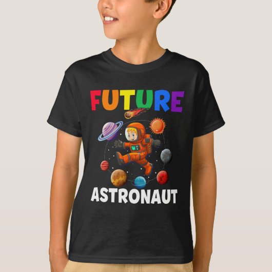 未来の宇宙飛行士 キッズ スペーススーツ 惑星 科学 Tシャツ (正面)