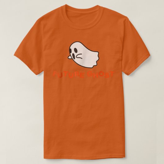 未来の幽霊面白いハロウィーンホラーデザイン Tシャツ (デザイン正面)