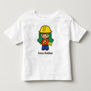 未来の建築家の女の子の黄色の懸命ハットTシャツ トドラーTシャツ