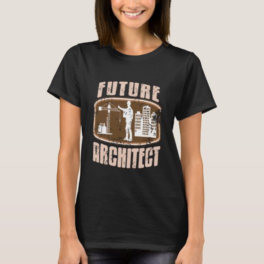 未来の建築家 レトロ ヴィンテージ 建築 学生 Tシャツ (正面)