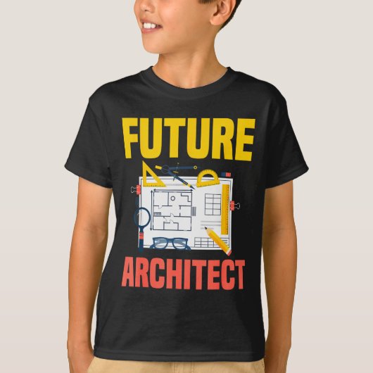未来の建築家 面白い 建築士 Tシャツ (正面)