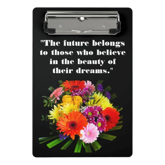 未来の引用文カスタムフォト文字フラワーイメージ ミニクリップボード (正面)